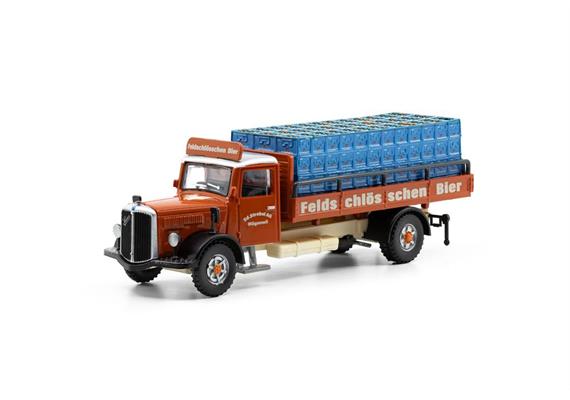 ACE 002361 Saurer S4C Pritsche Strebel Feldschlösschen 1/87