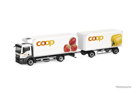 ACE 005124 MAN TGS Kühlkoffer-LKW COOP mit Anhänger 1/87