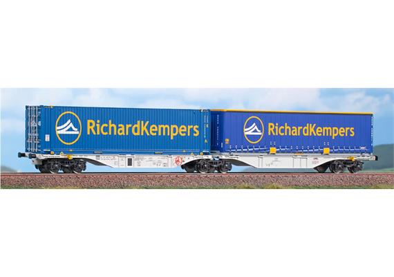 Acme 40381 Gelenk-Containerwagen Typ Sggrrmss 90, HUPAC "R.Kempers", H0 DC