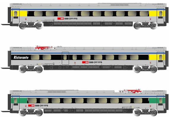 Arnold HN3503 Ergänzungswagenset 3-tlg zu ETR 610 SBB/Cisalpino, Spur N