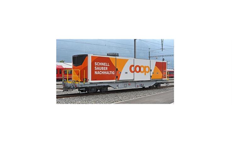Bemo 2692115 RhB Sb 65615 Tragwagen mit Container "Coop", H0 DC