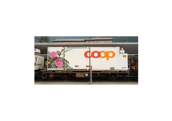 Bemo 9469111 RhB Lb-v 7861 Tragwagen mit Coop-Container "Lieschen", Spur 0m