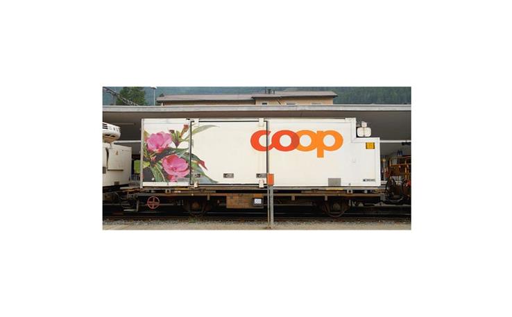 Bemo 9469111 RhB Lb-v 7861 Tragwagen mit Coop-Container "Lieschen", Spur 0m