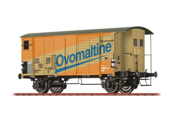 Brawa 50992 Gedeckter Güterwagen K2 "Ovomaltine" SBB, H0 Brawa 50992 Gedeckter Güterwagen K2 "Ovomaltine" SBB, H0