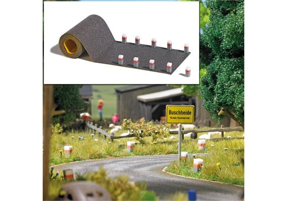 Busch 01122 Leitsteine, 10 Stück mit selbstklebender Strasse, H0