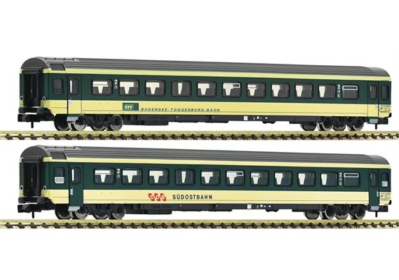 Fleischmann 6260095 Reisezugwagen-Set 2-tlg "Voralpen-Express" SOB/BT, Spur N