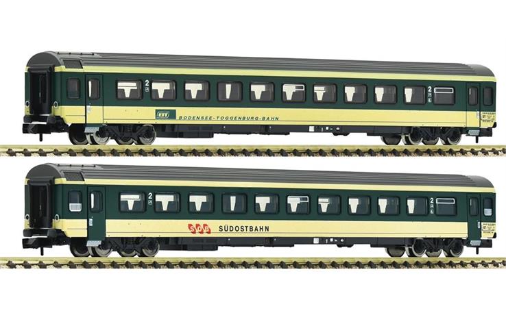 Fleischmann 6260095 Reisezugwagen-Set 2-tlg "Voralpen-Express" SOB/BT, Spur N