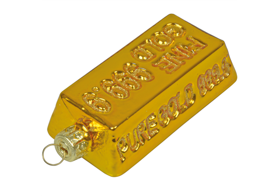 Glas Ornament Goldbarren