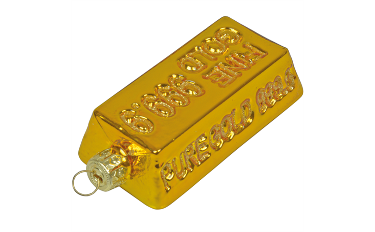 Glas Ornament Goldbarren