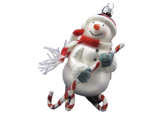 Glas Ornament Schneemann mit Schlitten