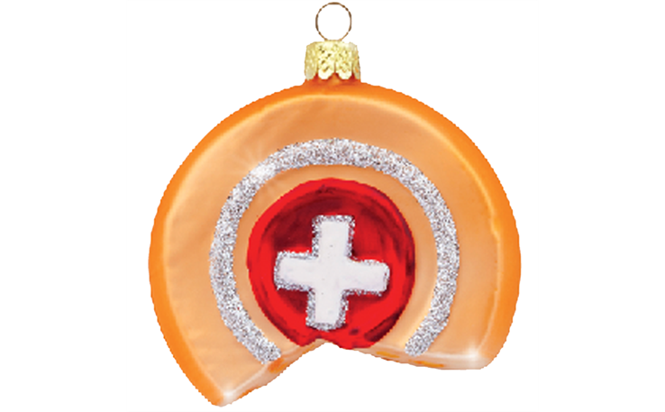 Glas Ornament Schweizer Käse