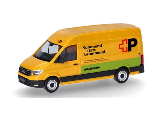 Herpa 098571 MAN eTGE Kasten Hochdach "Schweizerische Post AG" (CH) 1/87