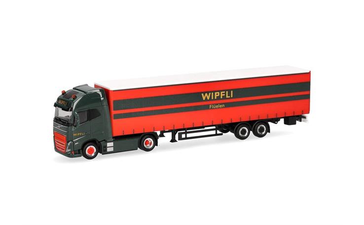 Herpa 319171 Volvo FH GL XL Electric Gardinenplanen-Sattelzug "Wipfli" (CH) 1/87