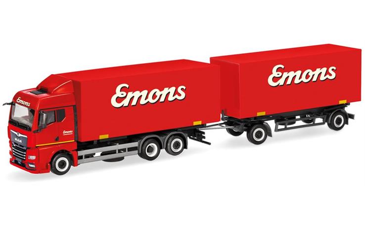 Herpa 319294 MAN TGX GM Wechselkoffer-Hängerzug "Emons" 1/87