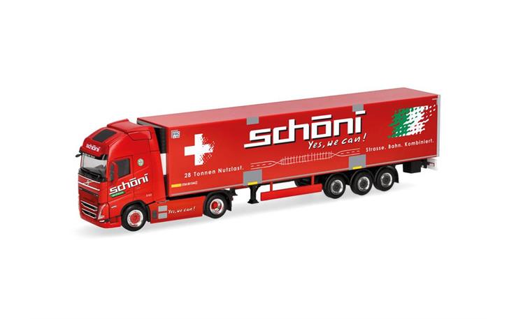 Herpa 319706 Volvo FH GL XL 2020 Electric Kühlkoffer-Sattelzug "Schöni" (CH) 1/87