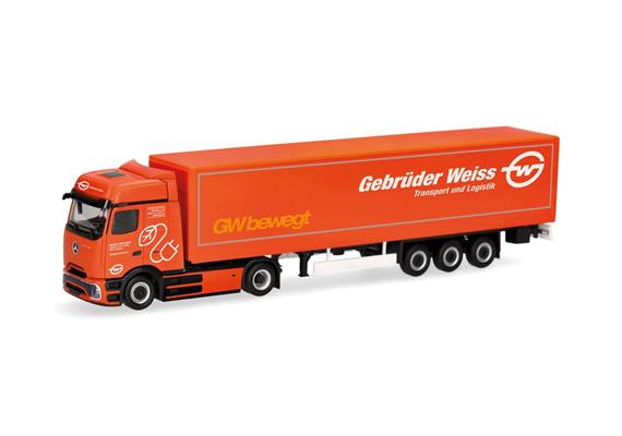 Herpa 320177 MB eActros 600 ProCabin Bigspace Planen-Sattelzug "Gebrüder Weiss" (AT) 1/87