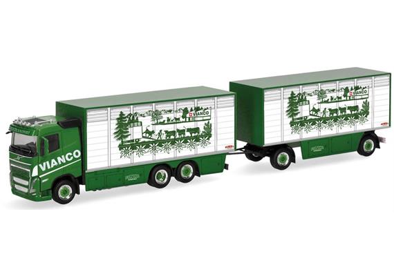 Herpa 320832 Volvo FH GL FD 2020 Viehtransporter-Hängerzug "Vianco" (CH) 1/87
