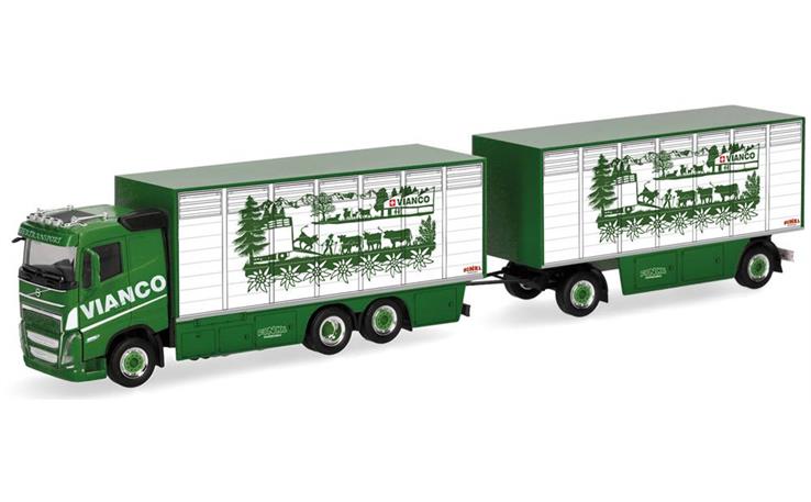 Herpa 320832 Volvo FH GL FD 2020 Viehtransporter-Hängerzug "Vianco" (CH) 1/87