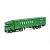 Herpa 321396 MB eActros Bigspace ProCabin Gardinenplanen-Sattelzug "Traveco" (CH) 1/87