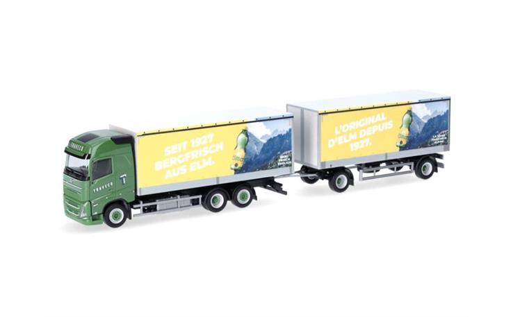 Herpa 957212 Volvo FH GL Planen-Hängerzug Traveco/Elmer Citro (CH) 1/87