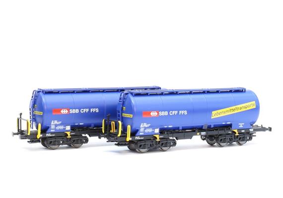 Hobbytrain H23485 2er Set Uacs Silowagen SBB Cargo Typ B blau L-Mittel