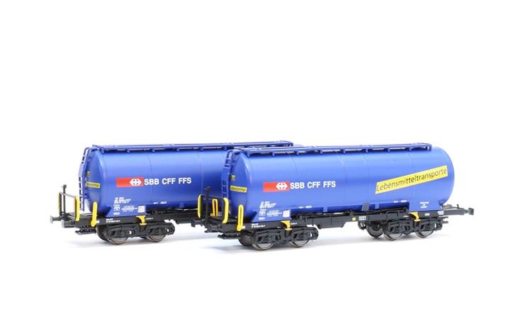 Hobbytrain H23485 2er Set Uacs Silowagen SBB Cargo Typ B blau L-Mittel