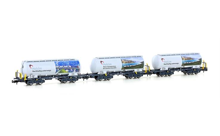 Hobbytrain H23493 Zementsilowagen-Set Uacs 3-tlg Nachhaltig unterwegs HOLCIM, Spur N