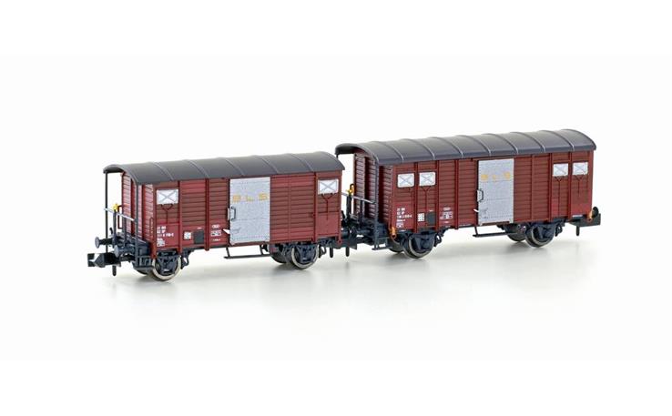 Hobbytrain H24254 Gedeckte Güterwagen-Set K2/K3 braun BLS, Spur N