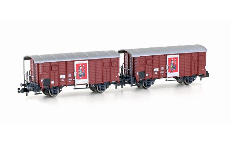 Hobbytrain H24257 Gedeckte Güterwagen Set 2-tlg K3 Zirkus Knie SBB, Spur N