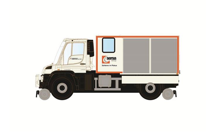 Hobbytrain H32302 Zweiwege Unimog U423 Sersa, H0 DC