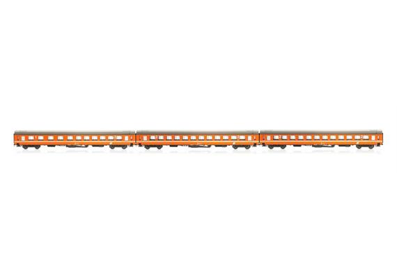 Jägerndorfer 61302 UIC-X Reisezugwagen St 3-tlg. orange ÖBB, Spur N