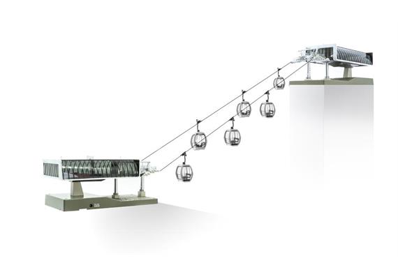 Jägerndorfer 82497 Seilbahn Set weiss/grau mit 6 "Omega V" Gondeln & 1 Stütze, H0 D-Line