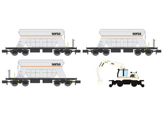 Jägerndorfer LC66306 Sersa Set Bagger mit 3 Schüttgutwagen, Spur N
