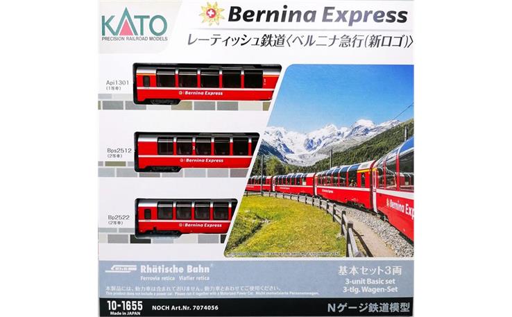 Kato 10-1655 Bernina Express BEX Ergänzungs-Set 3-teilig, Spur N