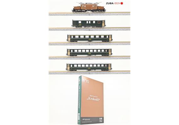 Kato 10-1987 E-Lok Ge 6/6 I 415 Krokodil + 4 EW I Wagen grün RhB, Spur N