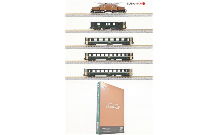 Kato 10-1987 E-Lok Ge 6/6 I 415 Krokodil + 4 EW I Wagen grün RhB, Spur N