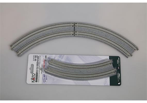 Kato 20-183 Doppelgleis gebogen R315/282 45°, 2 St.