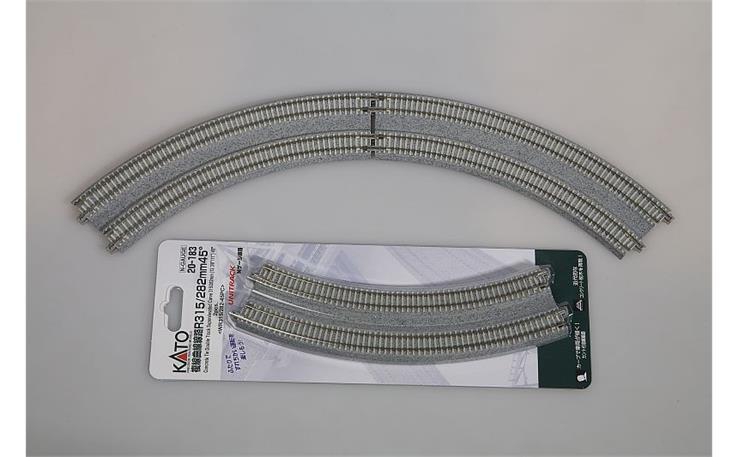 Kato 20-183 Doppelgleis gebogen R315/282 45°, 2 St.