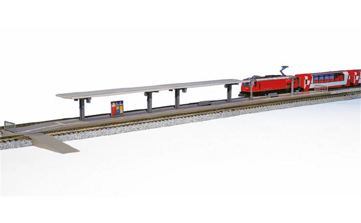 Kato 23-129 Bahnsteig für Glaxer Express mit Bahninformation der RhB, Spur N