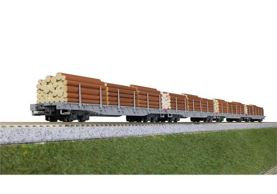 Kato 7074105 RhB Rungenwagenset R-w Holztransport 4-tlg, Spur N