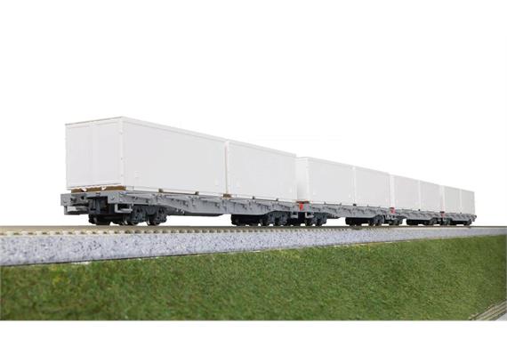 Kato 7074106 RhB Rungenwagen R-w mit railCar Container St 4-tlg mit 8 Container, Spur N