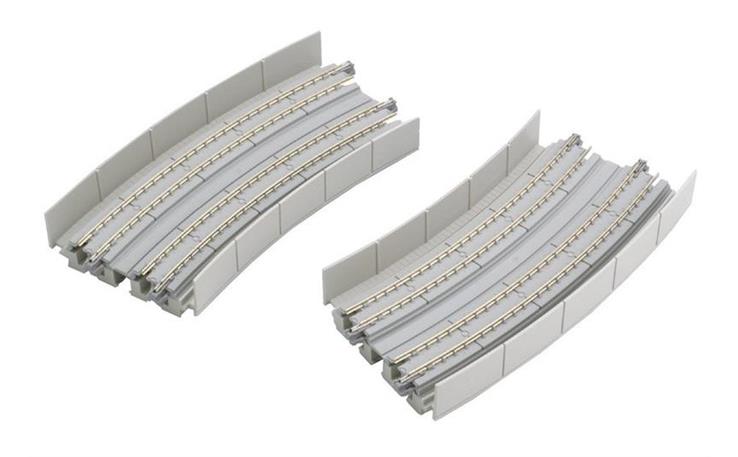 Kato 7077107 Viadukt-NBS 2-gleisig mit gebogenem Gleis R414/381-22,5°, 2 Stück