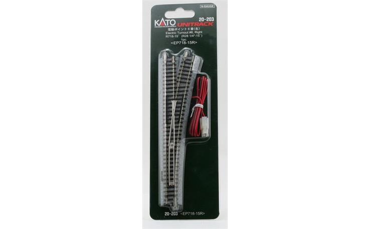 Kato 7078201 Elektrische Weiche rechts 15° R, 718 mm