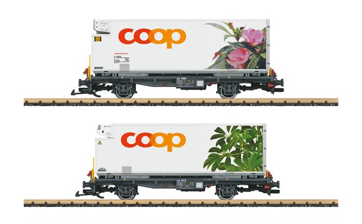 LGB 45885 Containerwagen-Set 2-tlg Coop RhB, Spur G