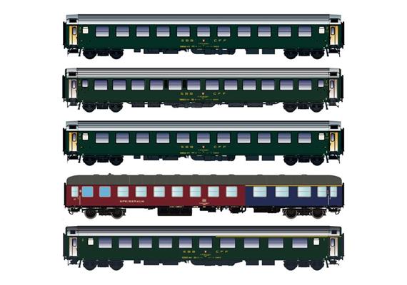 LS 97032AC Personenwagen-Set 5-tlg DB/SBB, H0 AC