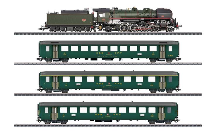 Märklin 026141 Zugset Museumszug mit 141.R und 3 EW I Wagen SBB, H0 AC mfx+ Digital Sound