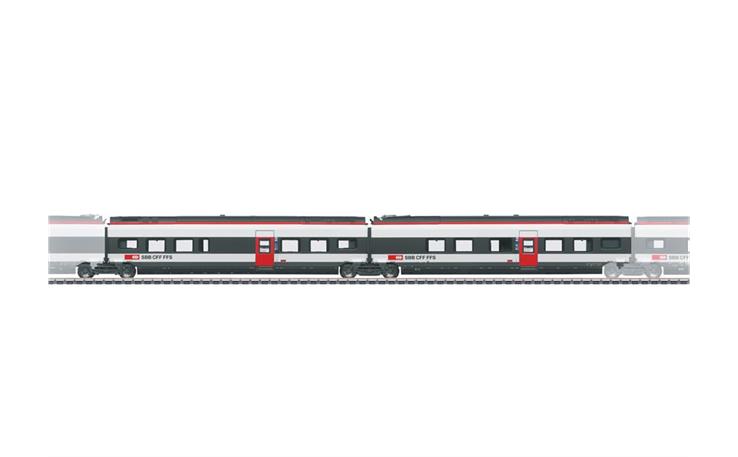 Märklin 043451 Ergänzungswagen-Set 1 zum RABe 501 022 Giruno 2-tlg SBB, H0 AC
