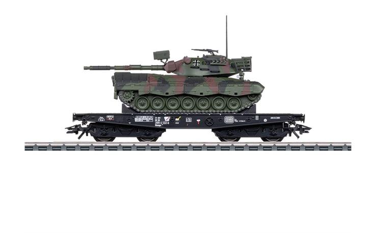 Märklin 048876 Schwerlast-Flachwagen Rlmmps "Leopard 1A1" DB, H0
