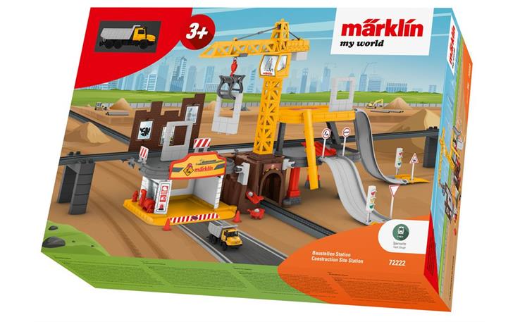 Märklin 072222 Baustellen Station mit einem grossem Kran und vielen Spielfunktionen