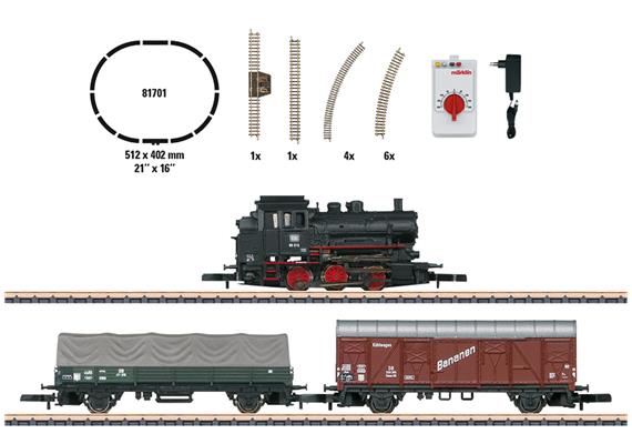 Märklin 081701 StartpackungGüterzug mit Dampflok BR 89, Gleisoval, Fahrgerät, Spur Z